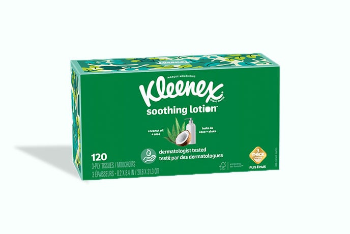 Soothing Lotion™ Facial Tissues Rectangular Box for Runny Noses