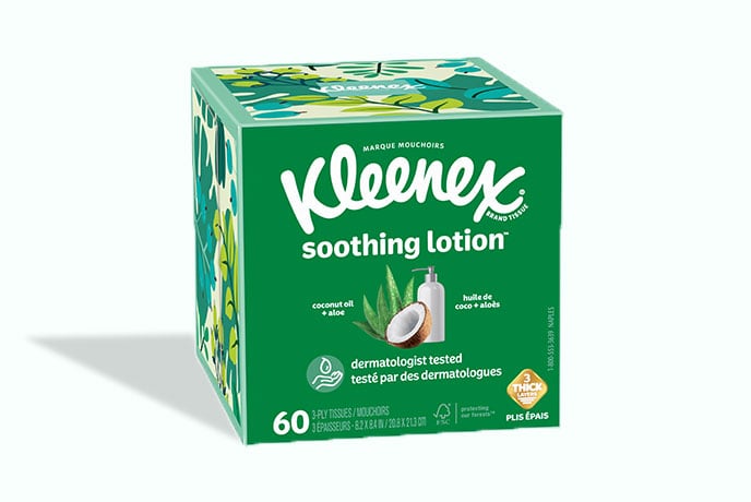 Kleenex Facial Tissues with Coconut Oil, 3-Ply 60 Tissues per Box